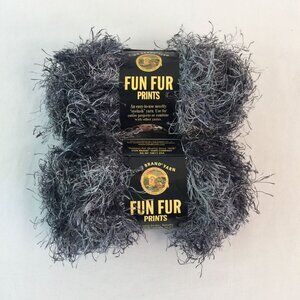 Lion Brand Fun Fur Prints Lava Black Silver Novelty Yarn 40 g Lot of 2 Skeins
